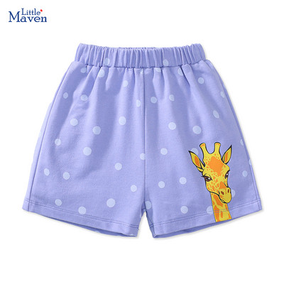 Little Maven 2024 Summer Baby Boys Trumpos kelnės Medvilniniai Minkšti ir patogūs vaikiški drabužiai, animaciniai filmukai žirafa vaikams 2–7 m.