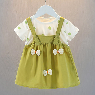 Jauna meiteņu kleita, multfilma, bantītes, bikšturi ikdienišķa kleita vasaras princeses dzimšanas dienas ballītes kleita, bērnu apģērbi, meitene, bērnu komplekts A1184