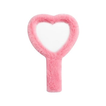 Cute Love Hand Mirror Mini βελούδινη λαβή Συμπαγής φορητός καθρέφτης χειρός φορητός καλλυντικό κορίτσι σε σχήμα καρδιάς