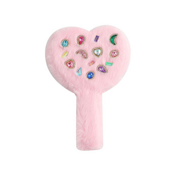 Cute Love Hand Mirror Mini βελούδινη λαβή Συμπαγής φορητός καθρέφτης χειρός φορητός καλλυντικό κορίτσι σε σχήμα καρδιάς