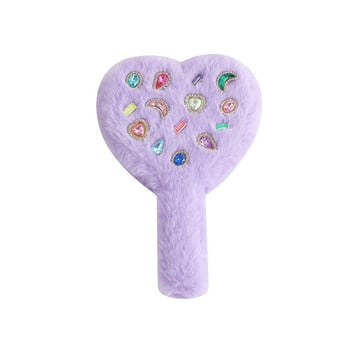 Cute Love Hand Mirror Mini βελούδινη λαβή Συμπαγής φορητός καθρέφτης χειρός φορητός καλλυντικό κορίτσι σε σχήμα καρδιάς