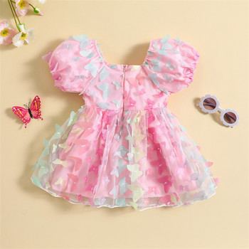 Καλοκαιρινά παιδικά ρούχα για κορίτσια Τούλι Princess Puff μανίκι 3D Πεταλούδα Γλυκό Φόρεμα Παιδικό Διχτυωτό Puffy Birthday Party Vestidos