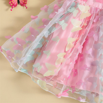 Καλοκαιρινά παιδικά ρούχα για κορίτσια Τούλι Princess Puff μανίκι 3D Πεταλούδα Γλυκό Φόρεμα Παιδικό Διχτυωτό Puffy Birthday Party Vestidos