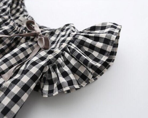 2Y-7Y Jauka vasaras meiteņu kleita princesēm Maziem bērniem Retro volāniem rūtaini apģērbi Zīdaiņu kleitas Meiteņu ballīšu izstādes kleita