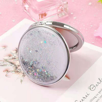 TSHOU722 Fashion 2-Face Mini Mirror Makeup Pocket Creative Cosmetic Compact καθρέφτες με ρέουσα σπινθηροθήκη άμμου