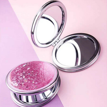 TSHOU722 Fashion 2-Face Mini Mirror Makeup Pocket Creative Cosmetic Compact καθρέφτες με ρέουσα σπινθηροθήκη άμμου