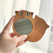 Oglindă cosmetică din lemn cu animale drăguțe Oglindă portabilă creativă de machiaj Oglindă portabilă pentru student Machiaj portabil Oglinzi mici prințesă de cosmetică