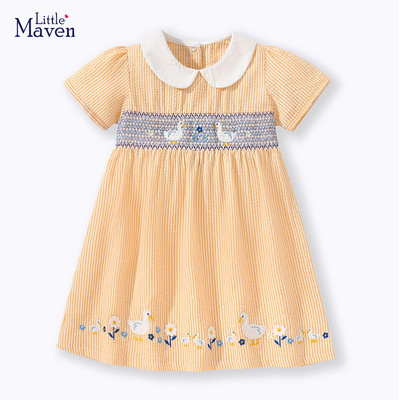 Little maven Baby Girls Apģērbi Dzīvnieku Pīle Aplikācijas Vasaras Bērnu Ballīšu Kleitas Kleitas Bērnu Apģērbs Vestidos