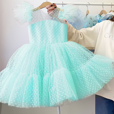 Tüdrukutele Printsess Kleit Lapsed Elegantne Pulma Tutu Prom kleidid Lastele Tüll Flare Sleeve Armulauapidu Ametlik Õhturiided