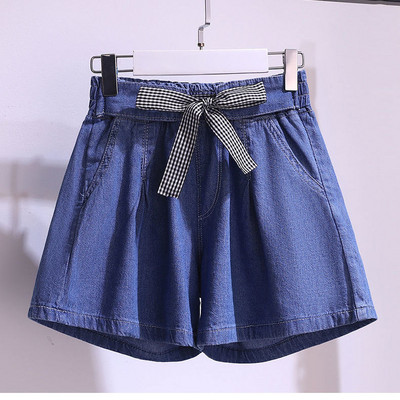 Pantaloni scurți din blugi pentru copii, fete, 2022, vara, pantaloni scurți subțiri de blugi pentru copii, adolescenți, ocazional, pantaloni scurți albaștri, pantaloni din dantelă în carouri, stil coreean