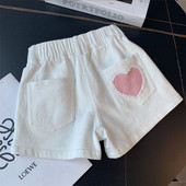 Kratke hlače za djevojčice Ljeto Novo moderno dječje korejsko izdanje Outwear Love Jeans kratke hlače Modne vruće hlačice za djevojčice