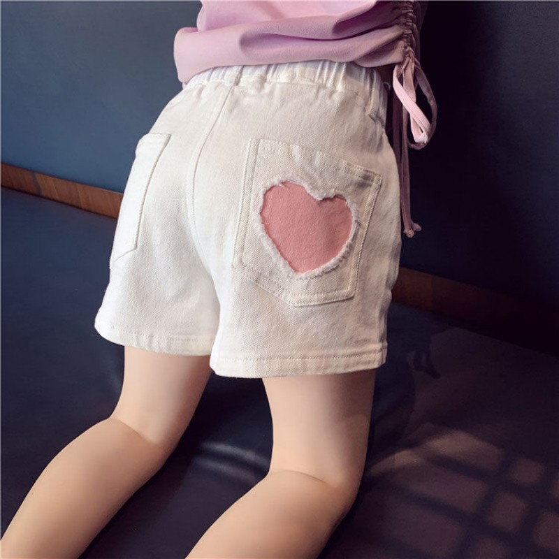 Kratke hlače za djevojčice Ljeto Novo moderno dječje korejsko izdanje Outwear Love Jeans kratke hlače Modne vruće hlačice za djevojčice