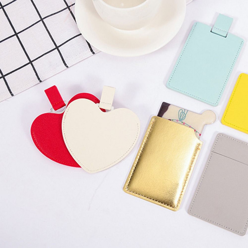 Izturīgs PU aizsargapvalks Personalizēts skaistumkopšanas kosmētikas spogulis Kosmētiskais spogulis Kompakts kabatas spogulis nerūsējošā tērauda spogulis