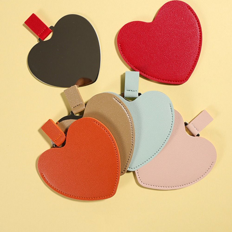 Izturīgs PU aizsargapvalks Personalizēts skaistumkopšanas kosmētikas spogulis Kosmētiskais spogulis Kompakts kabatas spogulis nerūsējošā tērauda spogulis