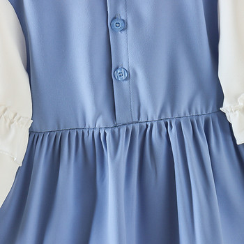 Ανοιξιάτικο φθινόπωρο φόρεμα για νήπια για κορίτσια Μπλε Φόρεμα με πλισέ Φόρεμα για κοριτσάκι Φούστα Πριγκίπισσα σε γραμμή Α για κορίτσια ηλικίας 1 έως 4 ετών