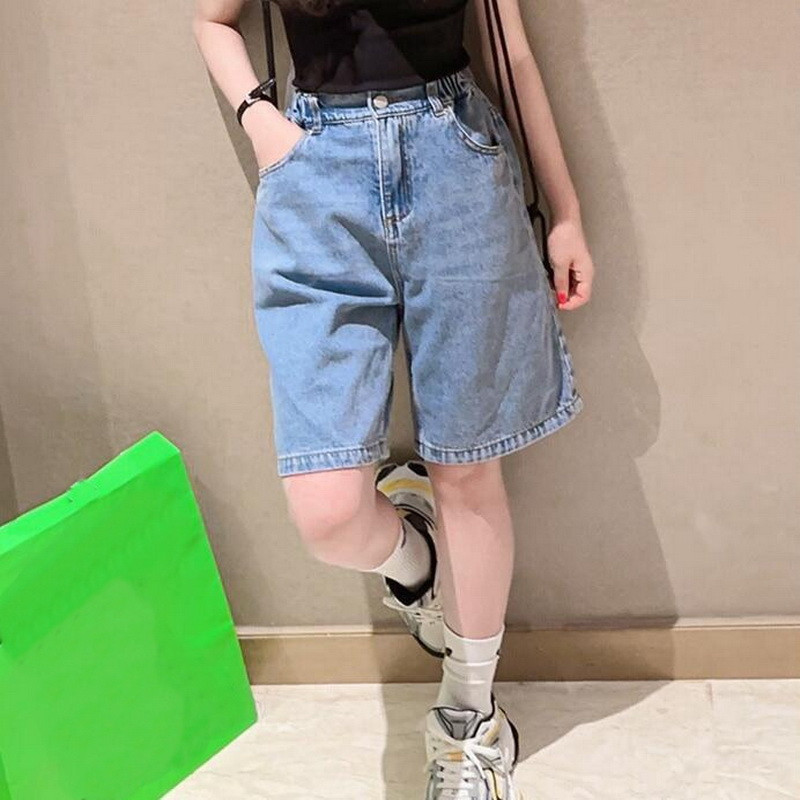 2023 nyári magas derekú pamut farmer rövidnadrág tinédzser lányoknak Ruhák Újdonságok Egyszínű divatos félnadrágok 6 8 10 12 14 év