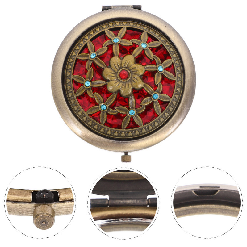Retro Vanity Mirror Travel Mini Makeup Kompaktiška kosmetika Maža nešiojama rankinė kasdieniniam naudojimui lauke