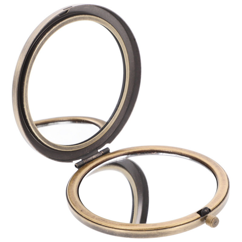 Retro Vanity Mirror Travel Mini Makeup Kompaktiška kosmetika Maža nešiojama rankinė kasdieniniam naudojimui lauke