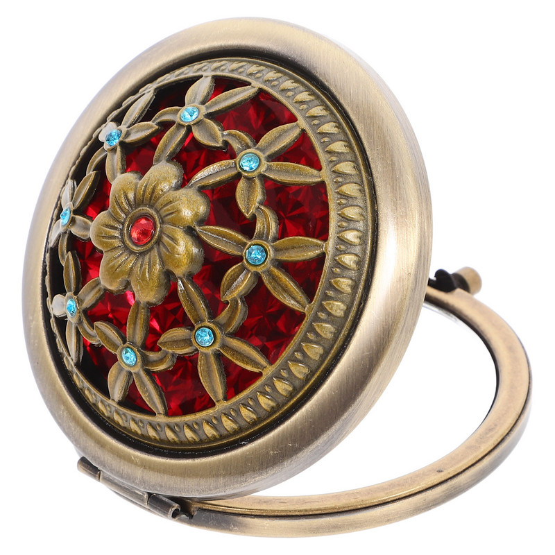 Retro Vanity Mirror Travel Mini Makeup Kompaktiška kosmetika Maža nešiojama rankinė kasdieniniam naudojimui lauke