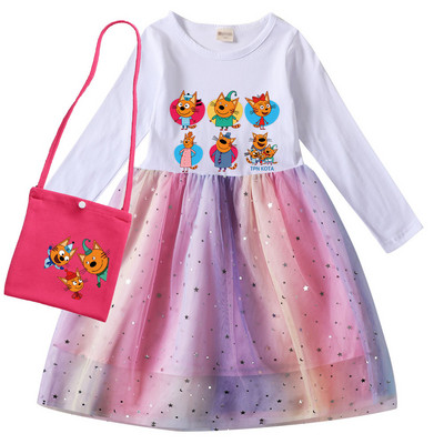 Autumn Girls Kid e macska ruha Kids Russian Три кота Családom Three Happy Cats ruhák gyerekeknek Alkalmi hosszú ujjú Ruhák és táska