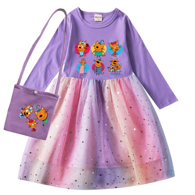 Autumn Girls Kid e macska ruha Kids Russian Три кота Családom Three Happy Cats ruhák gyerekeknek Alkalmi hosszú ujjú Ruhák és táska