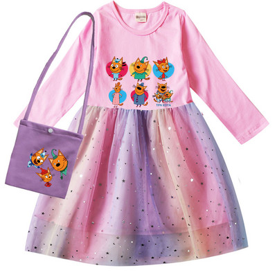 Autumn Girls Kid e macska ruha Kids Russian Три кота Családom Three Happy Cats ruhák gyerekeknek Alkalmi hosszú ujjú Ruhák és táska