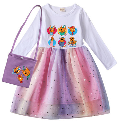 Autumn Girls Kid e macska ruha Kids Russian Три кота Családom Three Happy Cats ruhák gyerekeknek Alkalmi hosszú ujjú Ruhák és táska