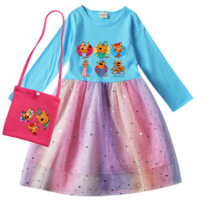 Autumn Girls Kid e macska ruha Kids Russian Три кота Családom Three Happy Cats ruhák gyerekeknek Alkalmi hosszú ujjú Ruhák és táska