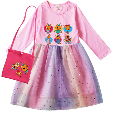 Autumn Girls Kid e macska ruha Kids Russian Три кота Családom Three Happy Cats ruhák gyerekeknek Alkalmi hosszú ujjú Ruhák és táska