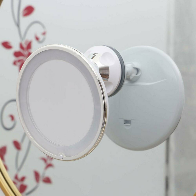 Oglindă de machiaj de modă cu 14 LED-uri cu setări de lumină de mărire de 10x Oglindă cosmetică pentru femei, strălucitoare, lumină naturală a zilei