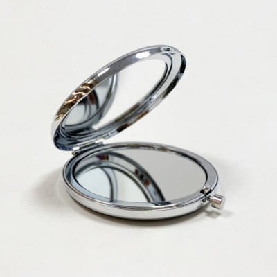 Pārnēsājami divpusēji metāla kosmētikas spoguļi, kompakti rozā zelta/sudraba/zelta krāsas salokāmi 1X 2X palielināmi kosmētikas kabatas spoguļi