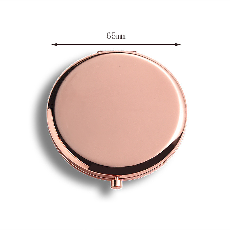 Pārnēsājami divpusēji metāla kosmētikas spoguļi, kompakti rozā zelta/sudraba/zelta krāsas salokāmi 1X 2X palielināmi kosmētikas kabatas spoguļi