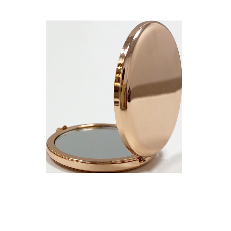Pārnēsājami divpusēji metāla kosmētikas spoguļi, kompakti rozā zelta/sudraba/zelta krāsas salokāmi 1X 2X palielināmi kosmētikas kabatas spoguļi