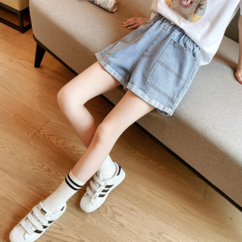 Νέο καλοκαιρινό τζιν για κορίτσια Μονόχρωμο τζιν για καθημερινά παιδιά Κοντά εφηβικά παιδικά ρούχα 6 8 10 12 14 ετών