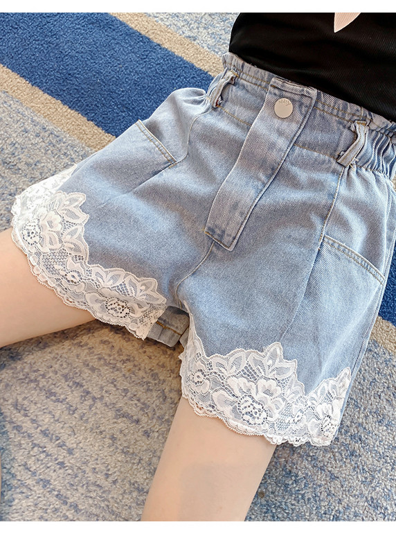 Új nyári lányok farmerek egyszínű farmerek alkalmi gyerekeknek rövid tizenéves gyerekruhák 6 8 10 12 14 évesek