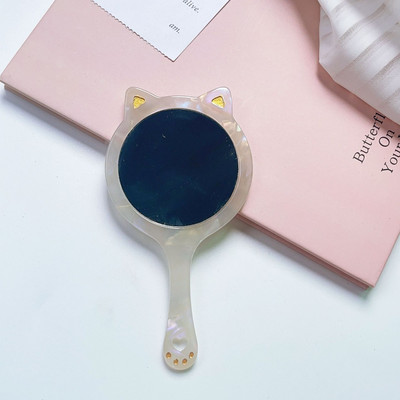 Korejas kaķa formas retro etiķskābes plāksnes spogulis pārnēsājams mazs apaļš spogulis ikdienas kosmētikas spogulis kompakts rokas spa salons