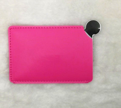 1 PC pārnēsājams mini nesalaužams grima spogulis, kas ir drupināts, kabatas kosmētikas spogulis, PU ādas nerūsējošā tērauda karte, pielāgot logotipu