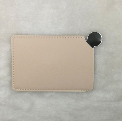 1 PC pārnēsājams mini nesalaužams grima spogulis, kas ir drupināts, kabatas kosmētikas spogulis, PU ādas nerūsējošā tērauda karte, pielāgot logotipu