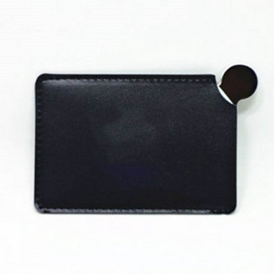 1 PC pārnēsājams mini nesalaužams grima spogulis, kas ir drupināts, kabatas kosmētikas spogulis, PU ādas nerūsējošā tērauda karte, pielāgot logotipu