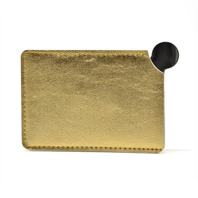 1 PC pārnēsājams mini nesalaužams grima spogulis, kas ir drupināts, kabatas kosmētikas spogulis, PU ādas nerūsējošā tērauda karte, pielāgot logotipu