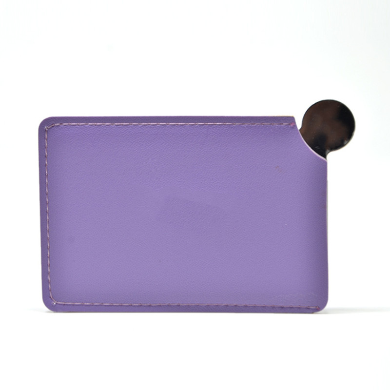 1 PC pārnēsājams mini nesalaužams grima spogulis, kas ir drupināts, kabatas kosmētikas spogulis, PU ādas nerūsējošā tērauda karte, pielāgot logotipu