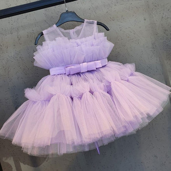 Бебешка рокля с панделка за рожден ден, костюми, цветя, тюл, парти на принцеса, сватбена рокля за бебе, рокля за първо причастие