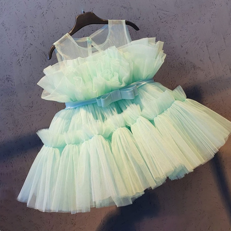 Mašna za dojenčad Rođendanska haljina za bebe Kostimi Cvjetni til Vjenčanica za zabavu princeze za bebu Haljina za prvu pričest