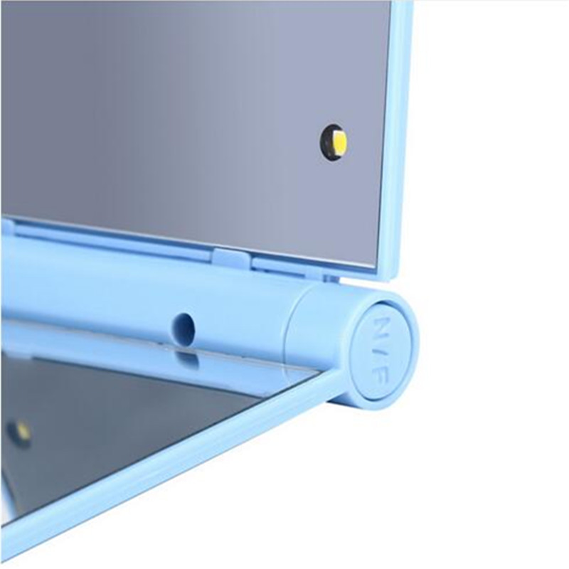 1db 8 LED lámpa Lámpa Női Összehajtható sminktükör Női Kozmetikai Kézzel Összecsukható Hordozható Kompakt Zseb Tükör