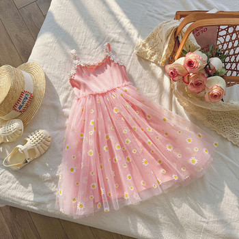 Φόρεμα για κορίτσια casual Little Daisy Flower Mesh Φόρεμα για κορίτσια Καλοκαιρινό καμισό Pompadour Φόρεμα για κορίτσια 2 έως 7 ετών