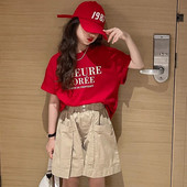 Lányok rövid ujjú póló Tiszta pamut nyári közepes méretű gyerekeknek Brother Letter divat bő fél ujjú felső