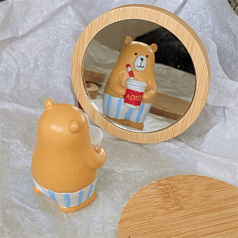 1 kom. Ogledalo za šminkanje od čistog drveta, prijenosno ogledalo, okruglo kozmetičko ogledalo, džepno kompaktno ogledalo, pribor za putovanja Ženski alat za uljepšavanje