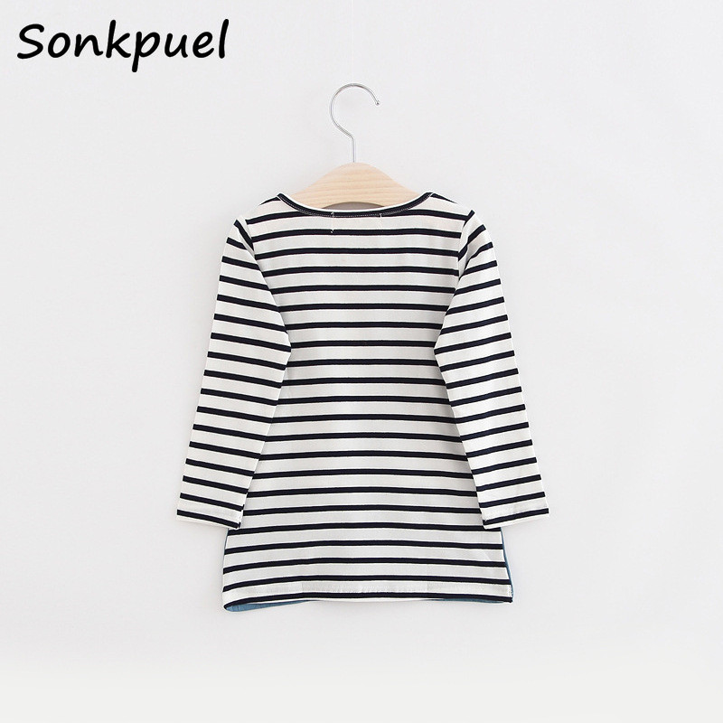 Proljetno-jesenska pamučna haljina za 2-8 godina Djevojčice 2023. Prugaste dječje haljine dugih rukava Djevojčice Dugačka preslatka traper haljina