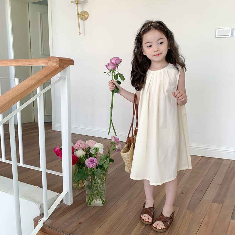 Novo ljeto 2024. u dječjoj modnoj odjeći za djevojčice - jednobojne jednobojne dječje haljine bez rukava, 100% pamuk bez leđa, za malu djecu 2-7 godina