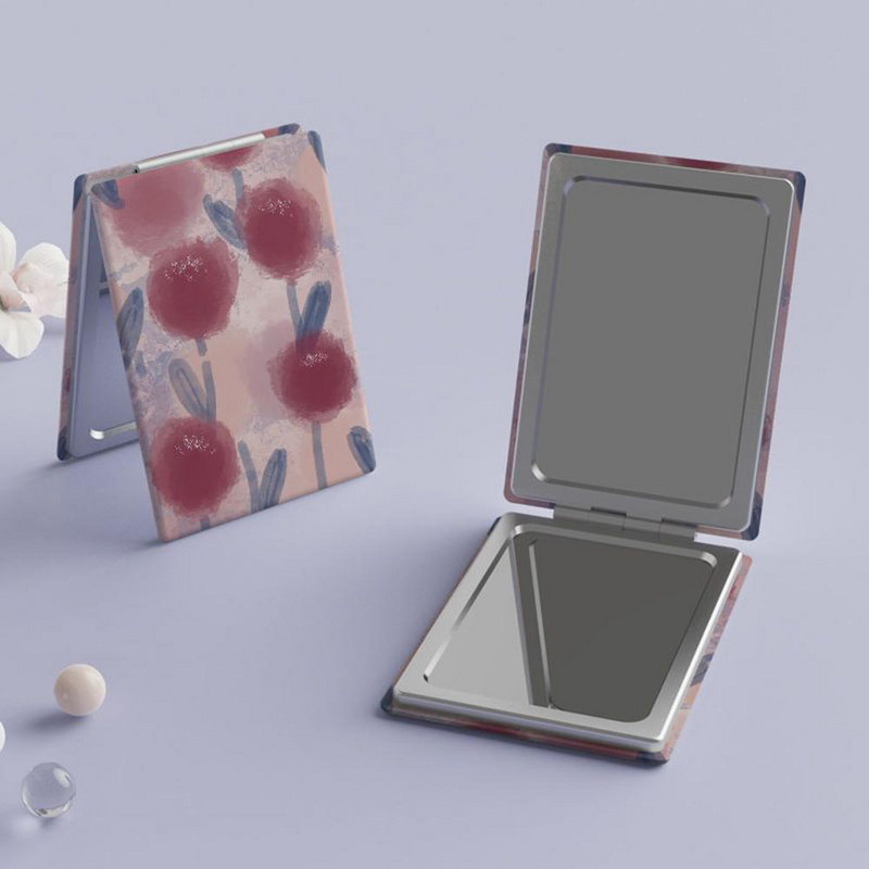 Pārnēsājams saliekams spogulis abpusējs mini grima spogulis ar palielinājumu salokāms kabatas ceļojumu skaistumkopšanas kosmētikas rīks meitenēm